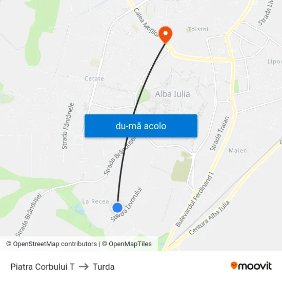 Harta de Piatra Corbului T către Turda
