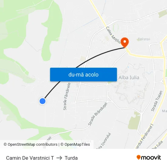 Harta de Camin De Varstnici T către Turda