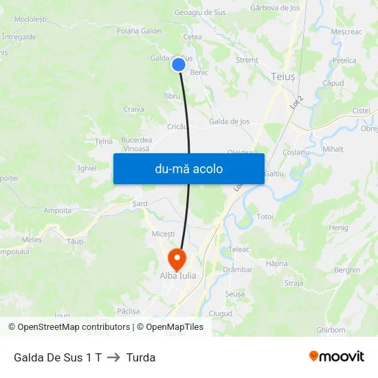 Harta de Galda De Sus 1 T către Turda