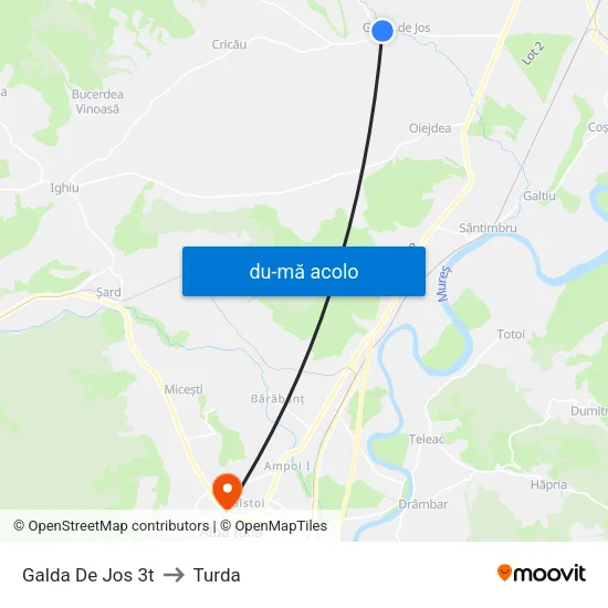 Harta de Galda De Jos 3t către Turda