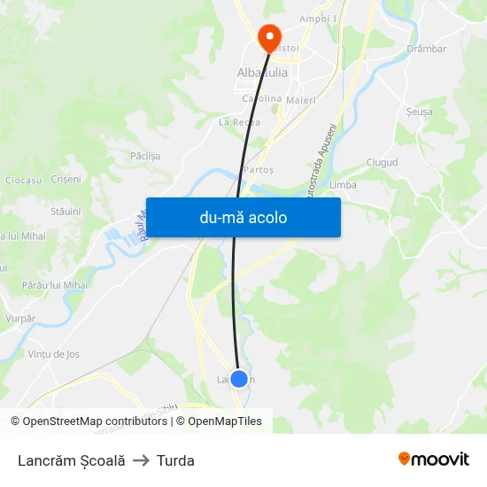 Harta de Lancrăm Școală către Turda