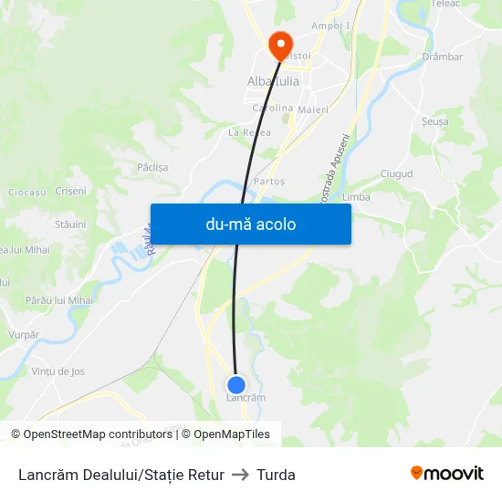 Harta de Lancrăm Dealului/Stație Retur către Turda