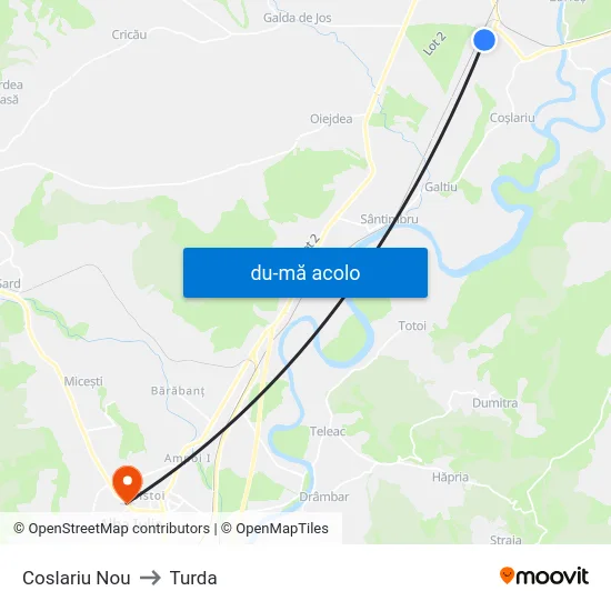 Harta de Coslariu Nou către Turda