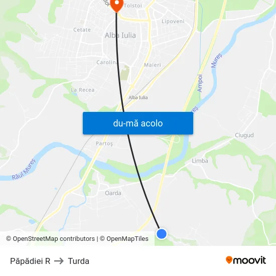 Harta de Păpădiei R către Turda