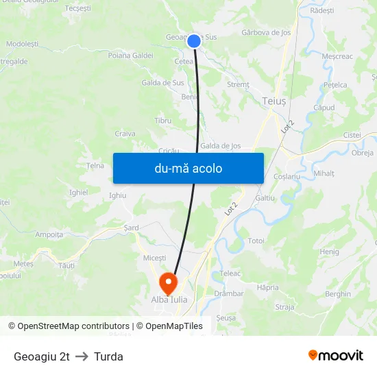 Harta de Geoagiu 2t către Turda