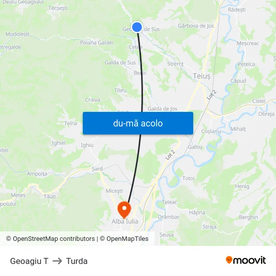 Harta de Geoagiu T către Turda
