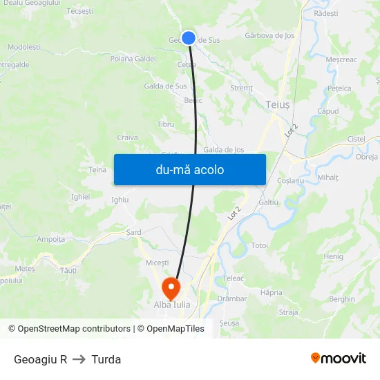 Harta de Geoagiu R către Turda