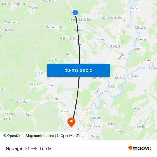 Harta de Geoagiu 3t către Turda