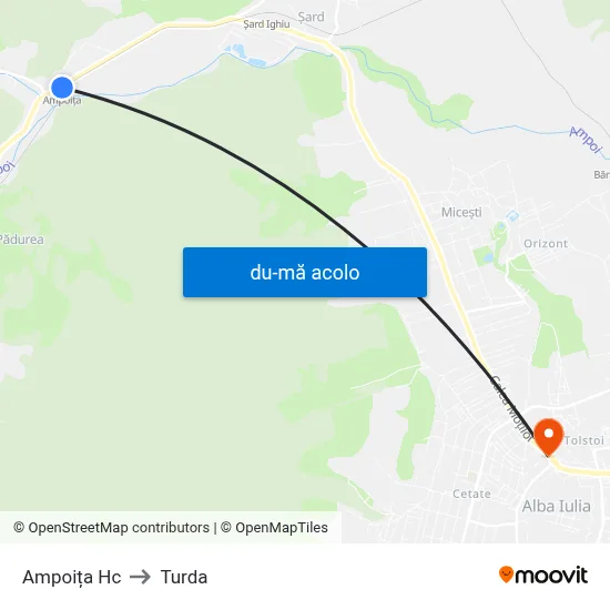 Harta de Ampoița Hc către Turda