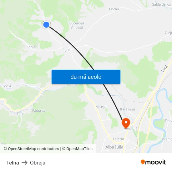 Harta de Telna către Obreja