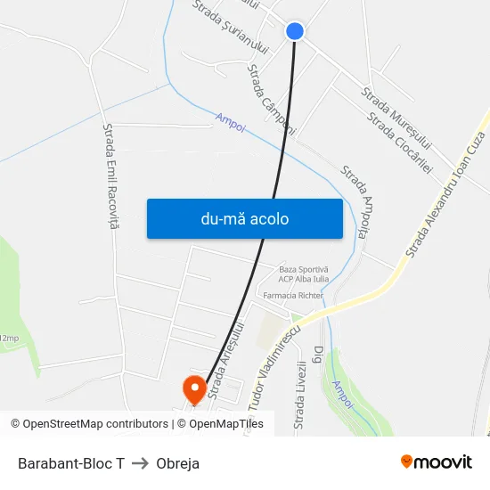 Harta de Barabant-Bloc T către Obreja