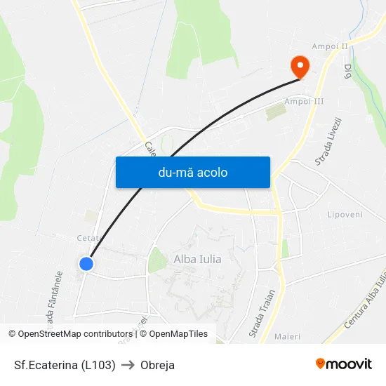 Harta de Sf.Ecaterina (L103) către Obreja