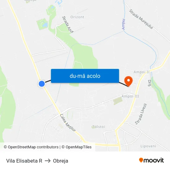 Harta de Vila Elisabeta R către Obreja