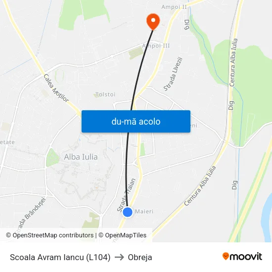 Harta de Scoala Avram Iancu (L104) către Obreja