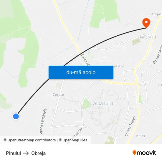 Harta de Pinului către Obreja