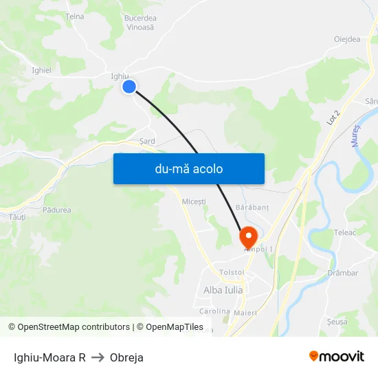 Harta de Ighiu-Moara R către Obreja
