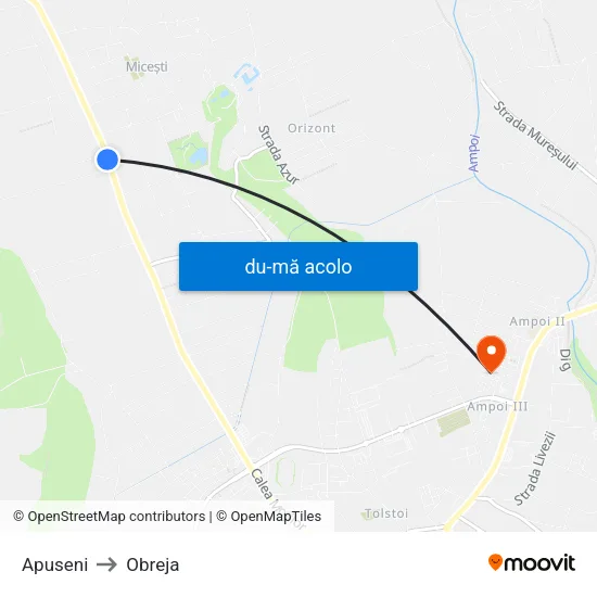 Harta de Apuseni către Obreja