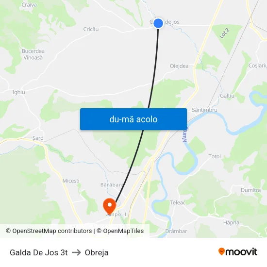 Harta de Galda De Jos 3t către Obreja