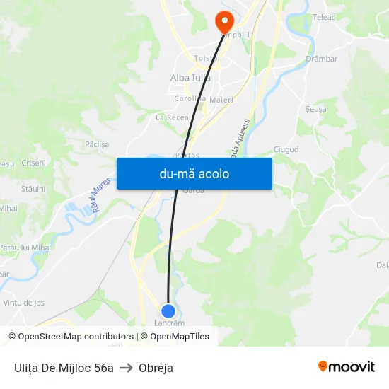 Harta de Ulița De Mijloc 56a către Obreja