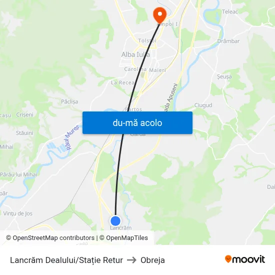 Harta de Lancrăm Dealului/Stație Retur către Obreja