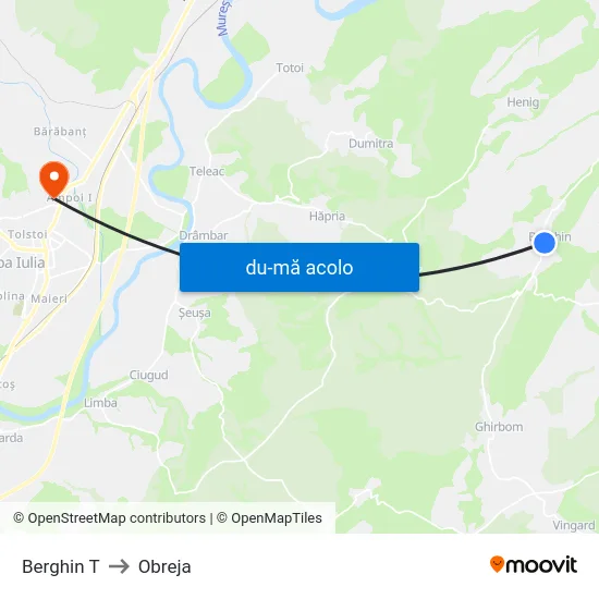 Harta de Berghin T către Obreja