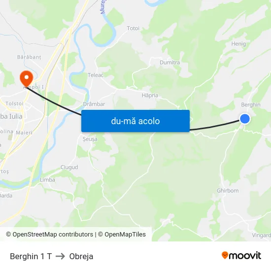 Harta de Berghin 1 T către Obreja