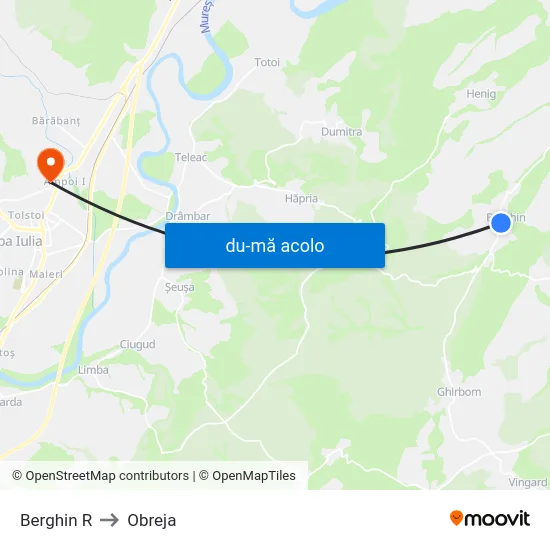 Harta de Berghin R către Obreja