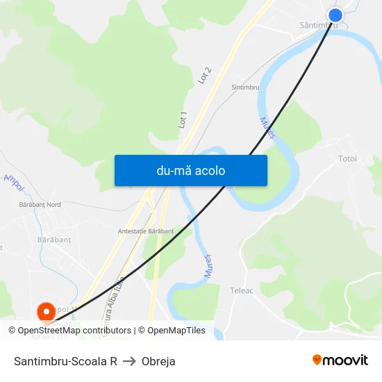 Harta de Santimbru-Scoala R către Obreja