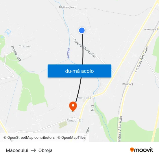 Harta de Măcesului către Obreja