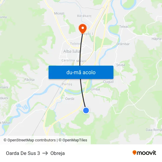 Harta de Oarda De Sus 3 către Obreja