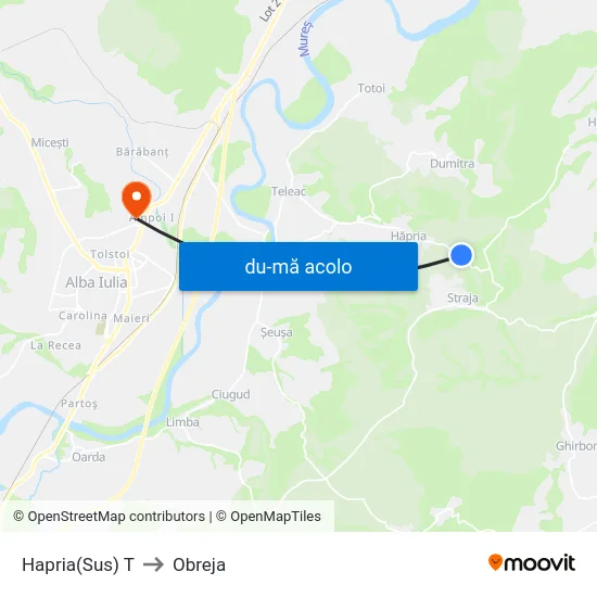 Harta de Hapria(Sus) T către Obreja