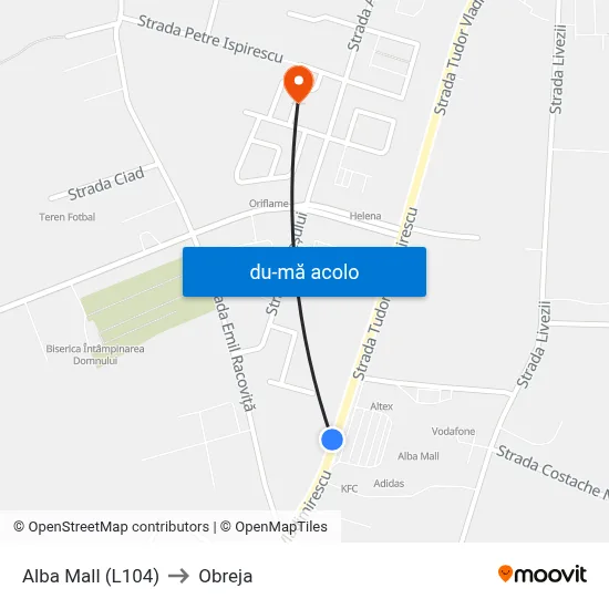 Harta de Alba Mall (L104) către Obreja