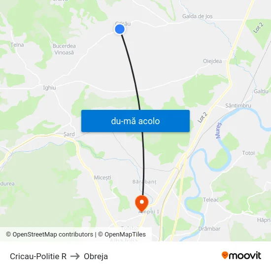 Harta de Cricau-Politie R către Obreja