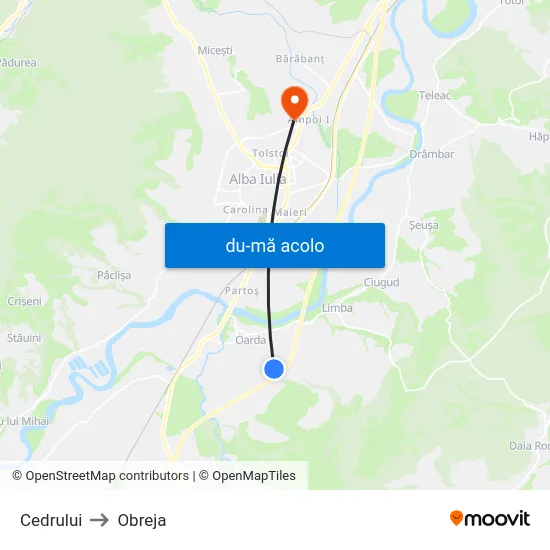 Harta de Cedrului către Obreja