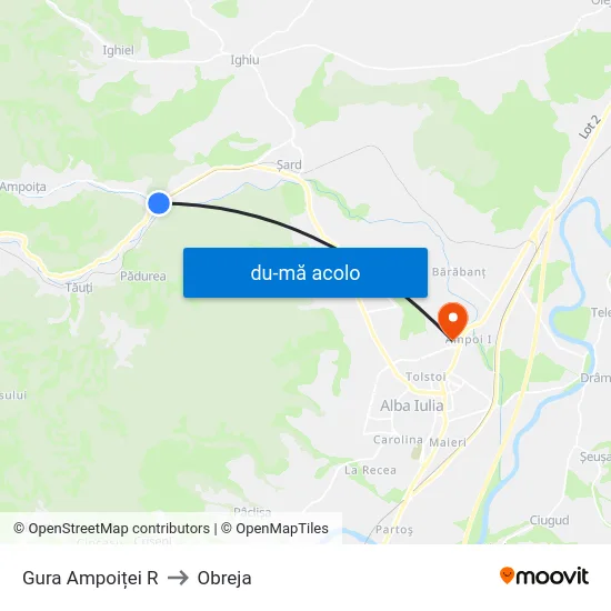 Harta de Gura Ampoiței R către Obreja