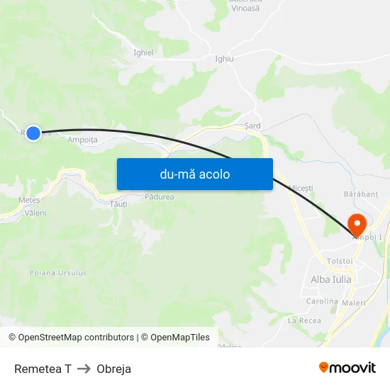 Harta de Remetea T către Obreja