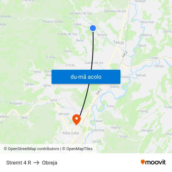 Harta de Stremt 4 R către Obreja