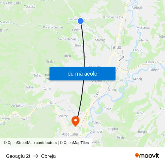 Harta de Geoagiu 2t către Obreja