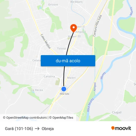 Harta de Gara către Obreja