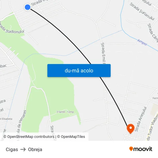 Harta de Cigas către Obreja