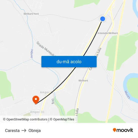 Harta de Caresta către Obreja
