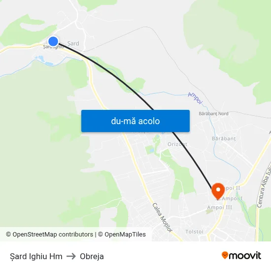 Harta de Șard Ighiu Hm către Obreja