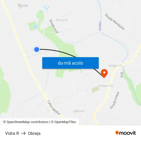 Harta de Vidra R către Obreja