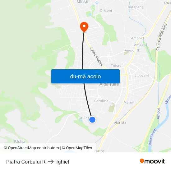 Harta de Piatra Corbului R către Ighiel