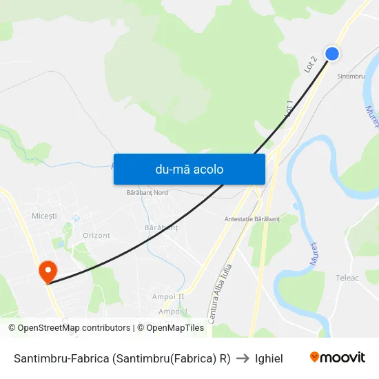 Harta de Santimbru-Fabrica R către Ighiel