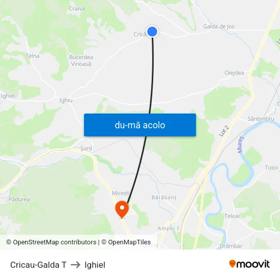 Harta de Cricau-Galda T către Ighiel