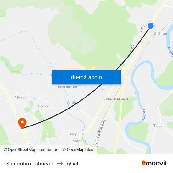 Harta de Santimbru-Fabrica T către Ighiel