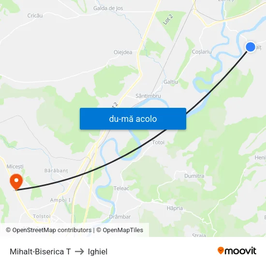 Harta de Mihalt-Biserica T către Ighiel