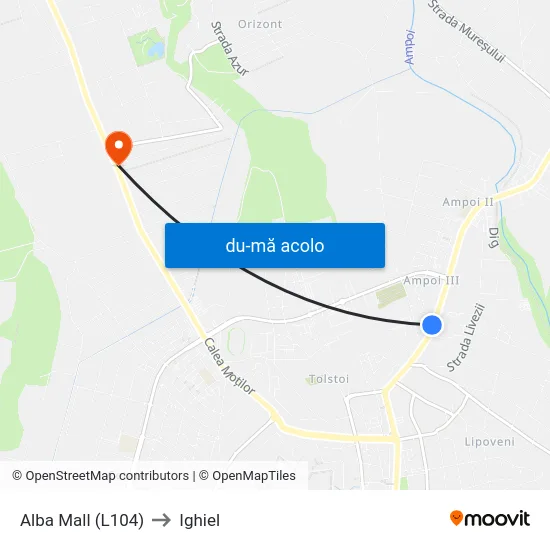 Harta de Alba Mall (L104) către Ighiel