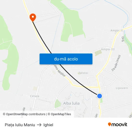 Harta de Piața Iuliu Maniu către Ighiel